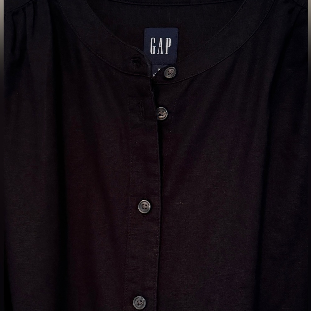 GAP Linen-Cotton Puff Sleeve Mini Shirt Dress - Picture 4 of 6